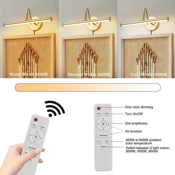 Dimmable LED Picture Light Fixture Plug in Hardwired 3000K 4000K 5000K Matte Black Brass Gold CRI90 On Sale Bed Bath Beyond 36092846